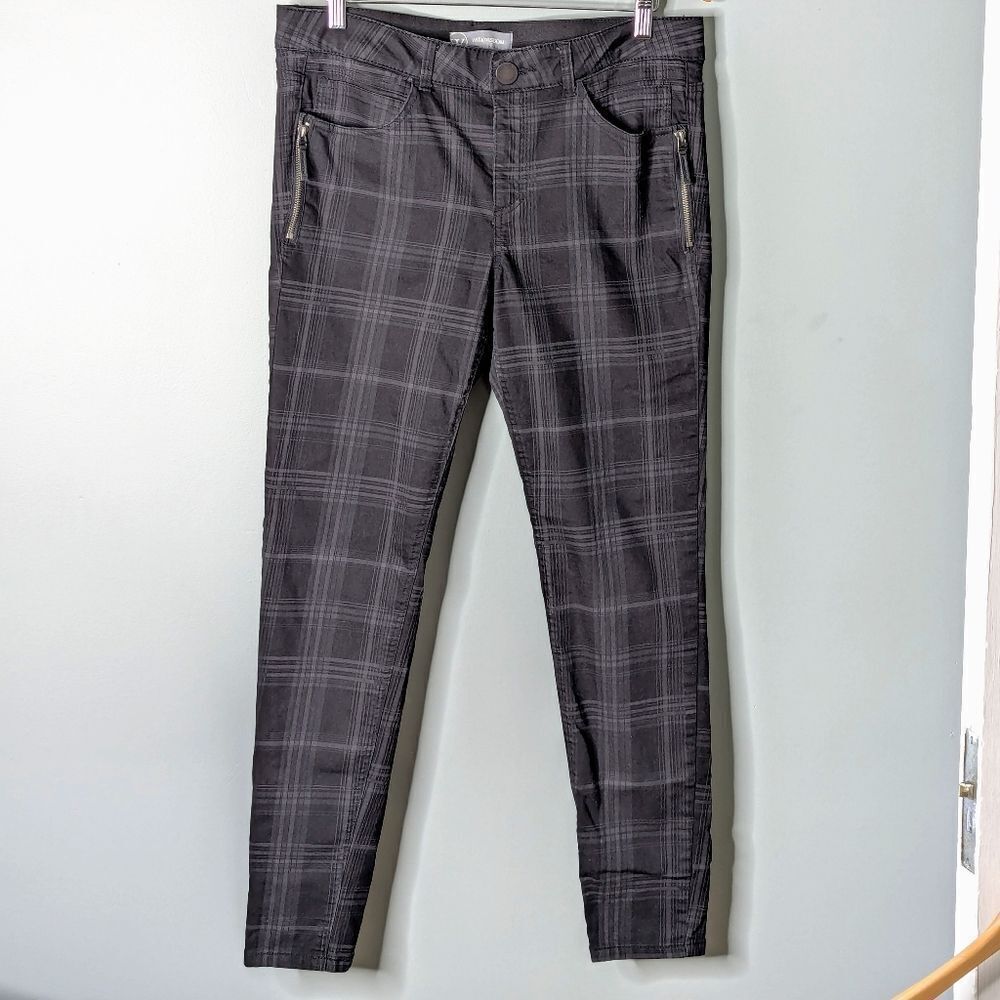 Wit & Wisdom Black & Gray Windowpane Plaid Stretch Mid Rise Trousers Size 12